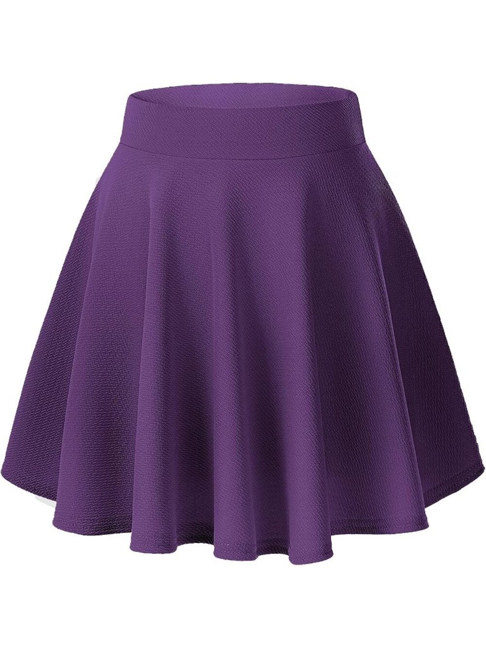 Women's Purple High Waisted Flared Skater Stretchy Casual A-line Mini Skirt